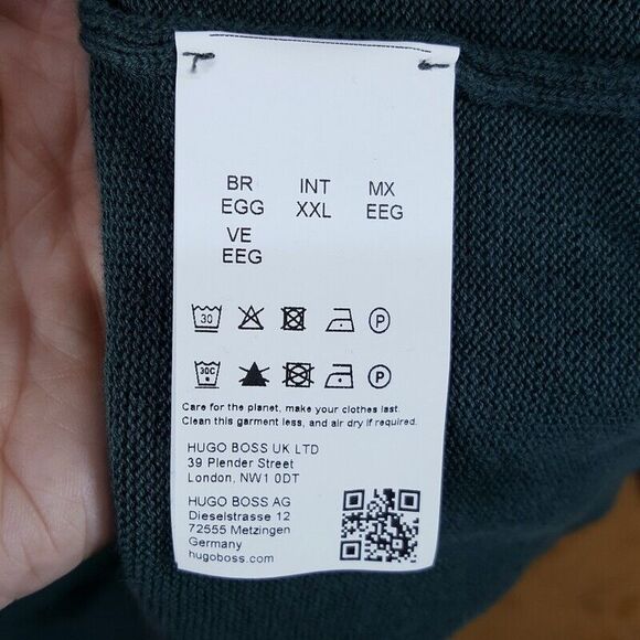 HUGO BOSS Sweater Mens XXL Green Pullover Crew 100% Cotton Logo SAN MATIA $178 - Picture 6 of 9